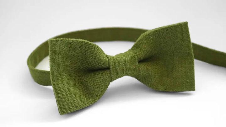 Moss Green Bow Tie and Handkerchief Set for Grooms and Groomsmen