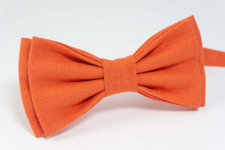 Orange bow tie and pocket square | Mens orange bow tie