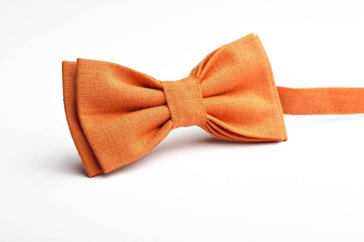 Stylish Orange Linen Bow Tie - Perfect Gift for Men and Groomsmen