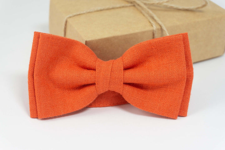 Orange color mens bow tie | Orange wedding bow tie