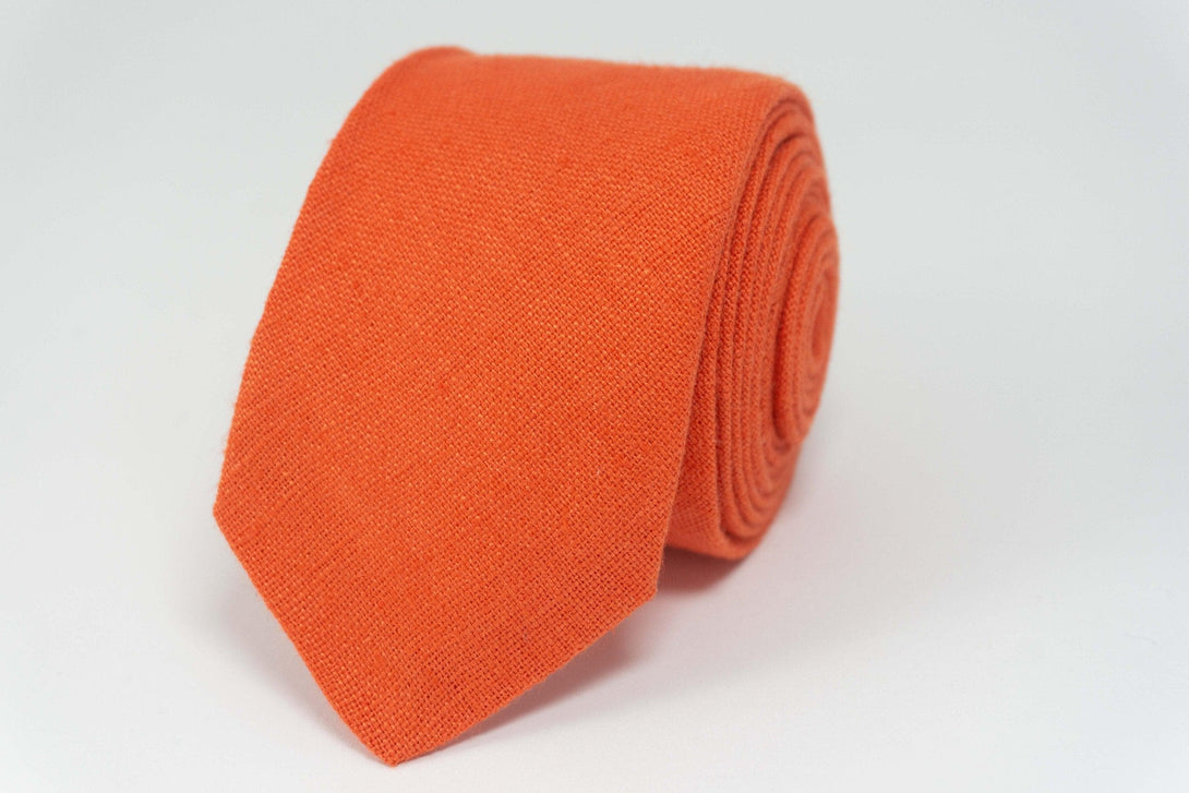 Orange Necktie | Vibrant Linen Tie for Men and Boys