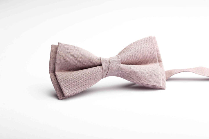 Pale Mauve Linen Bow Tie | Adjustable Wedding Accessory for All Ages