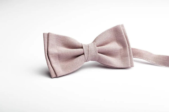 Natural Linen Mauve Bow Tie - Ready Tied, Elegant Design for Grooms and Groomsme