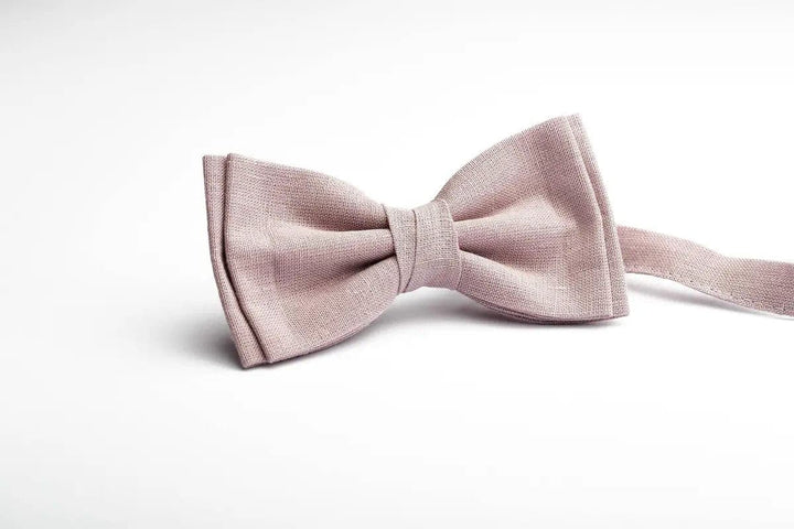 Natural Linen Mauve Bow Tie - Ready Tied, Elegant Design for Grooms and Groomsme
