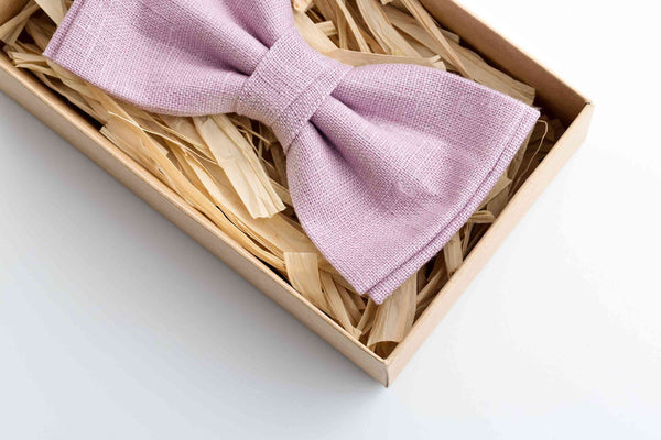 Pale Purple Linen Bow Tie | Elegant Groom Accessory