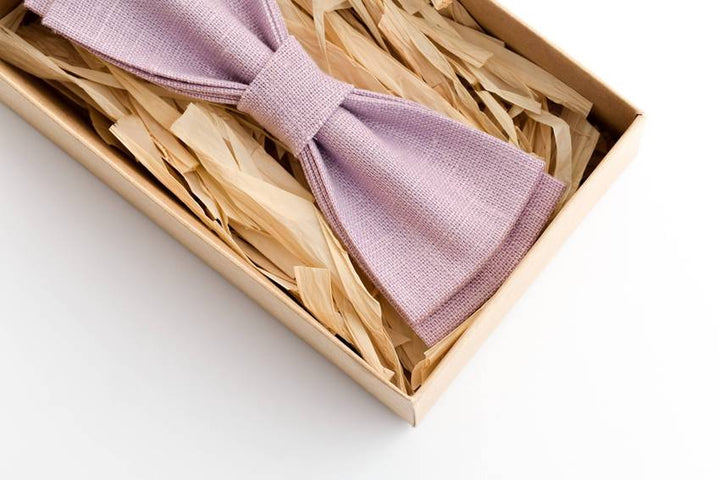 Pale Purple Pre-Tied Bow Ties for Men | Eco-Friendly Linen Wedding Ties