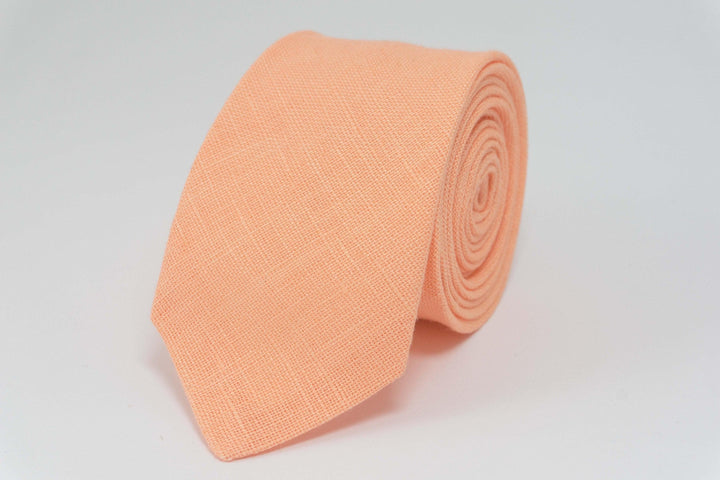 Peach Linen Necktie | Men's Wedding Ties and Stylish Groomsmen Gifts