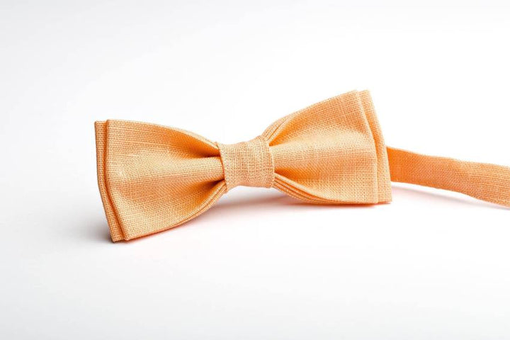 Peach Wedding Bow Ties - Eco-Friendly Linen Elegance for Men