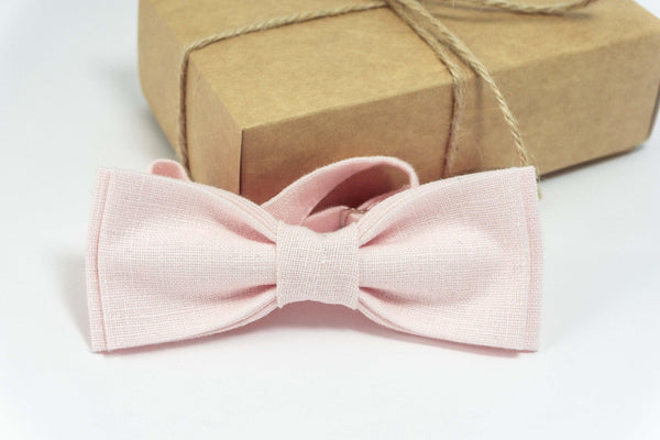Petal pink wedding bow ties for groomsmen | Blush pink baby bow tie