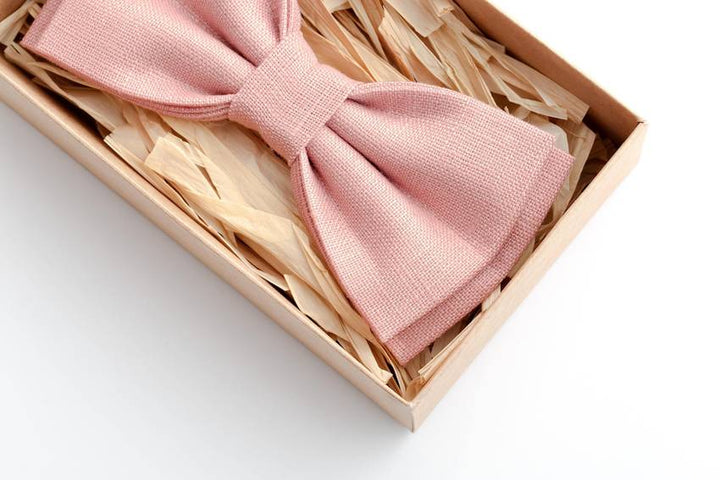 Piggy Pink Linen Bow Tie and Accessories - Perfect for Weddings and Festivals
