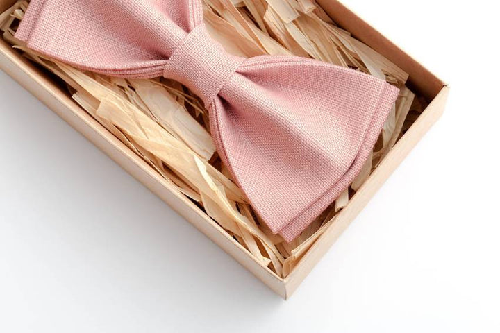 Piggy Pink Linen Bow Tie - A Charming Accessory for Weddings and Groomsmen