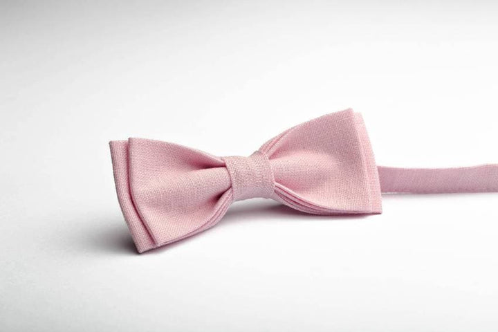 Charming Blush Pink Adjustable Linen Bow Tie - Perfect for Wedding Party