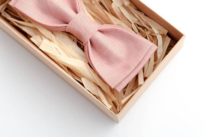 Piggy Pink Linen Bow Tie - Playful Elegance for Every Occasion