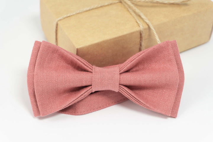 Pink bow tie | Pink linen bow tie