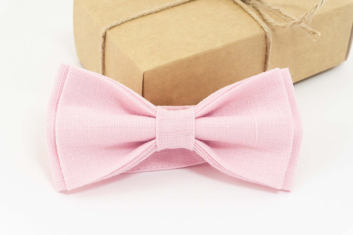 Pink color bow tie | linen ties for men
