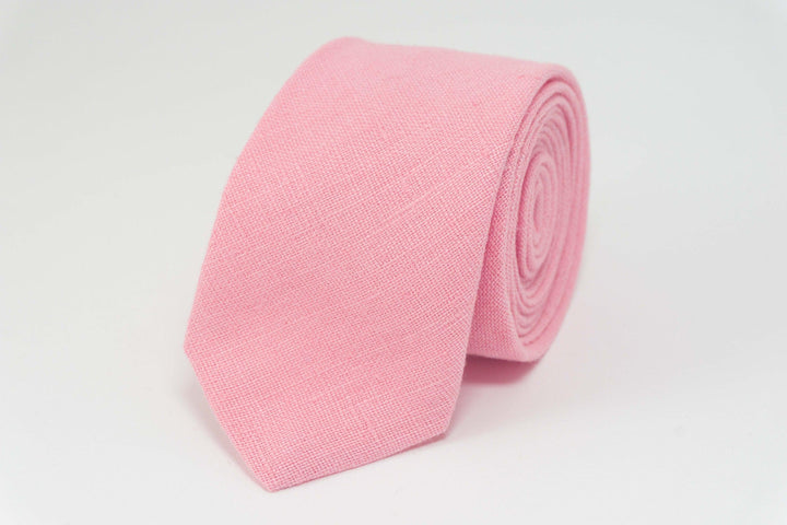Pink Linen Necktie | Elegant Wedding Ties and Unique Groomsmen Gifts