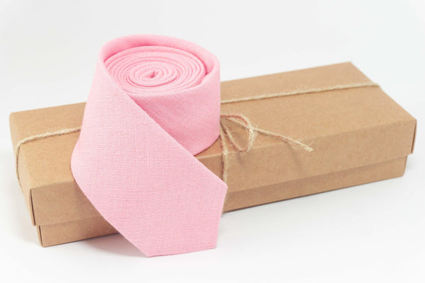 Pink Linen Necktie | Elegant Wedding Ties and Unique Groomsmen Gifts