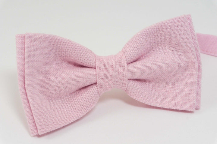 Charming Pink Linen Bow Tie - Perfect for Weddings and Elegant Events