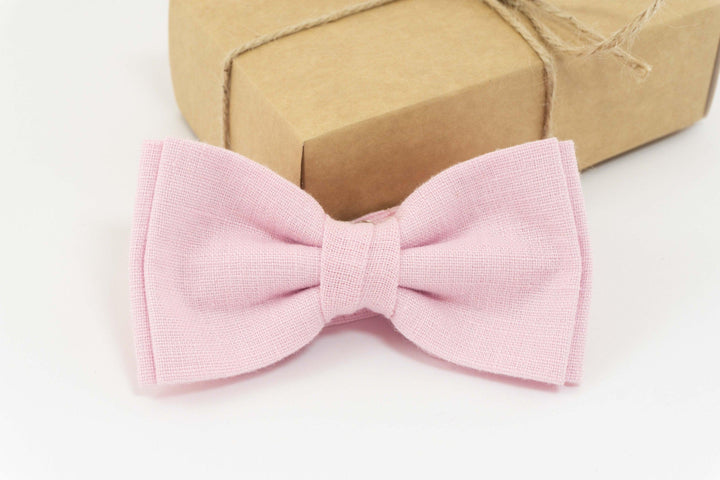 Charming Pink Linen Bow Tie - Perfect for Weddings and Elegant Events