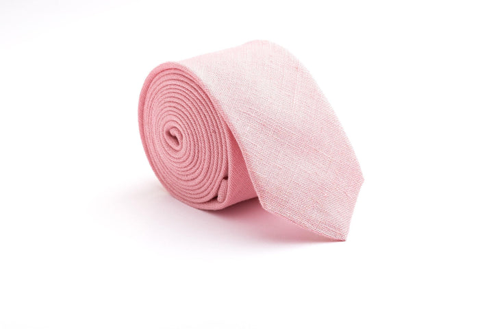 Pink Linen Wedding Necktie for Groom - Elegant and Stylish Men's Tie