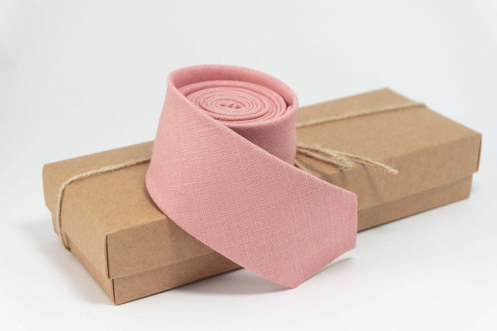 Piggy Pink Linen Skinny Necktie | Eco-Friendly Groomsmen Gift