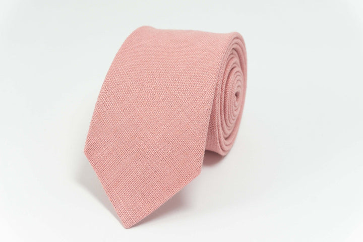 Piggy Pink Linen Skinny Necktie | Eco-Friendly Groomsmen Gift