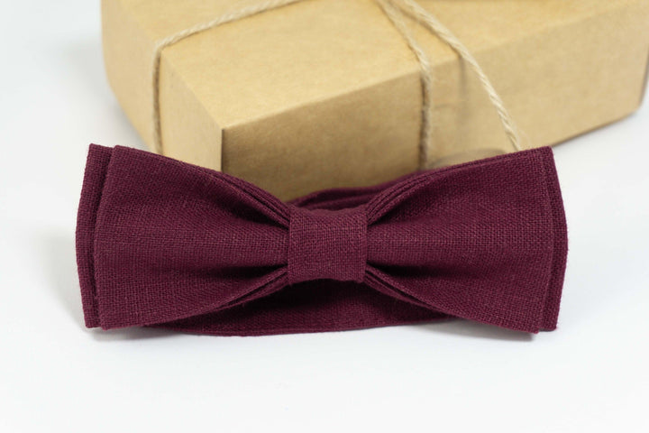 Plum wedding bow ties for groomsmen | Plum baby bow tie