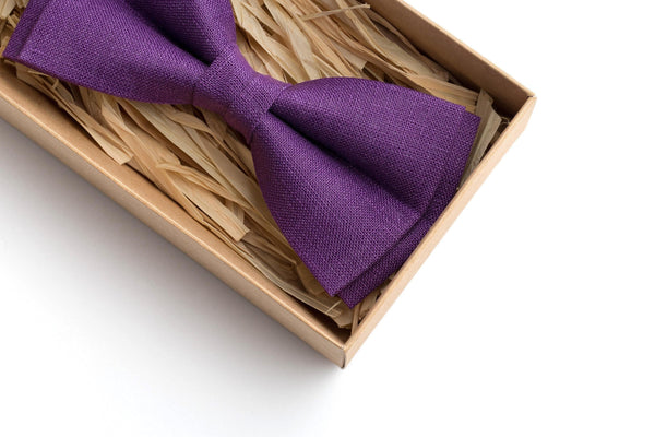 Charming Linen Violet Bow Tie - A Distinctive Accessory for All Occasions