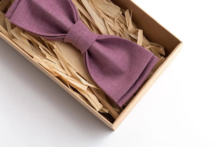 Linen Purple Bow Tie - Perfect for Weddings and Special Occasions