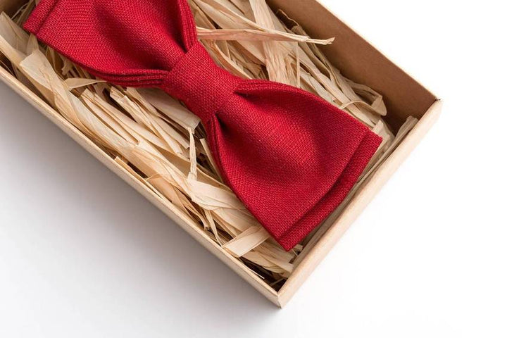 Red Bow Bow Tie and Pocket Square - Perfect Wedding Accessories