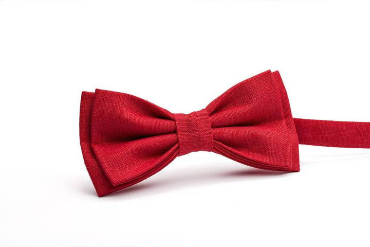 Red Bow Tie - Timeless Elegance in Natural Baltic Linen