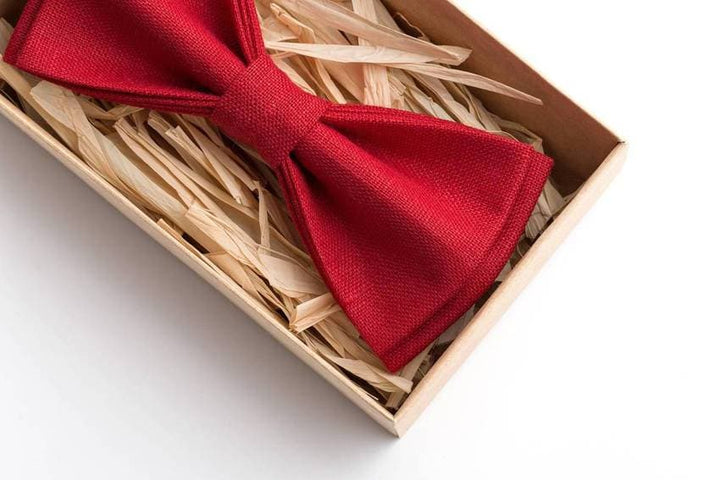 Red Bow Tie - Timeless Elegance in Natural Baltic Linen