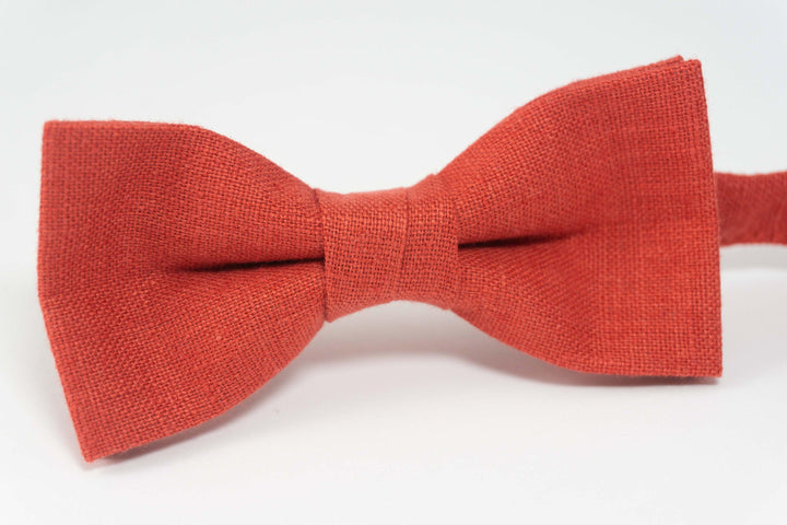Red brick wedding bow tie | Red brick linen bow tie for weddings