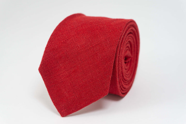 Red Linen Necktie | Striking Wedding Accessory