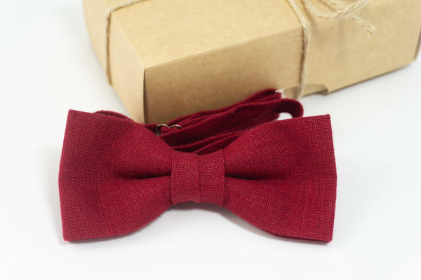 Red wedding bow tie | red pre-tied bow tie