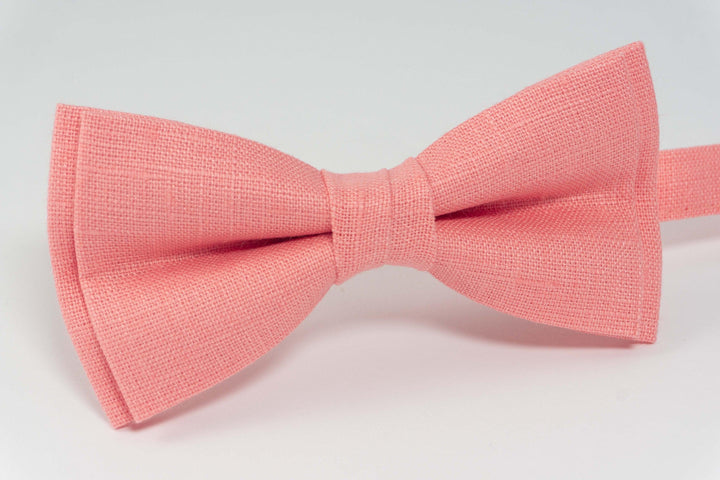 Rose color linen bow tie | groomsmen bow ties