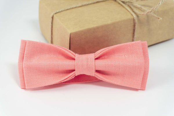 Rose color linen bow ties | wedding bow ties