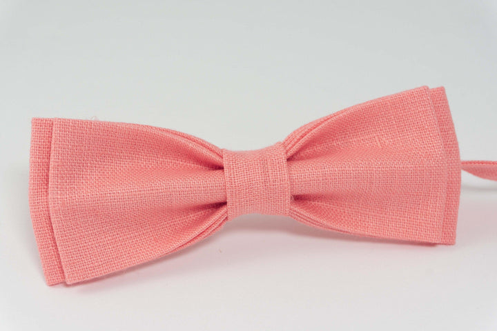 Rose color linen bow ties | wedding bow ties