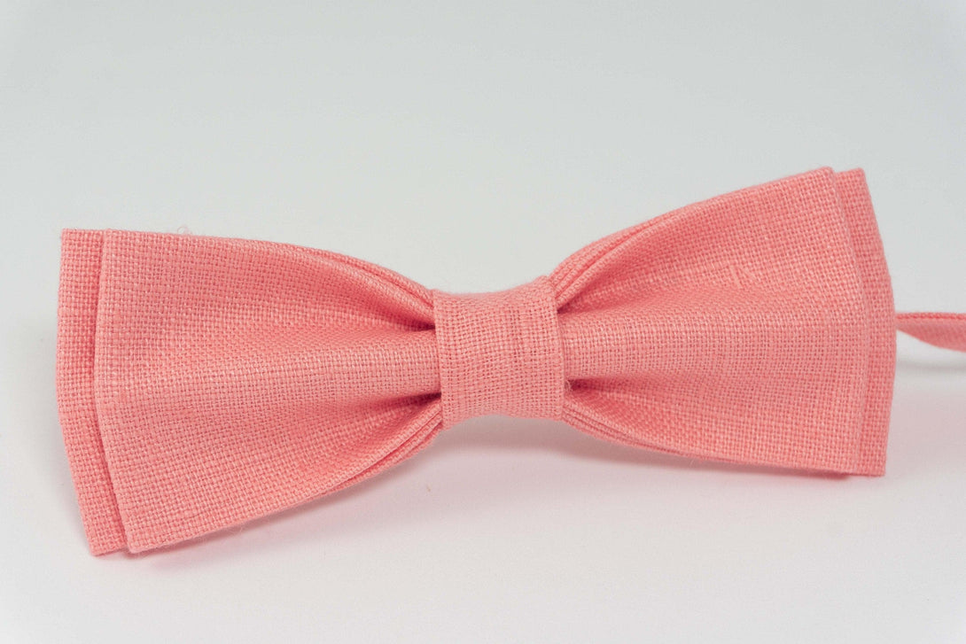 Rose color linen bow ties | wedding bow ties