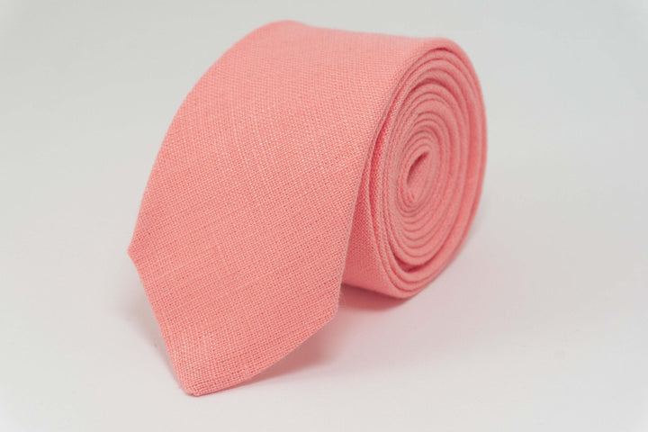 Rose color linen necktie | wedding necktie