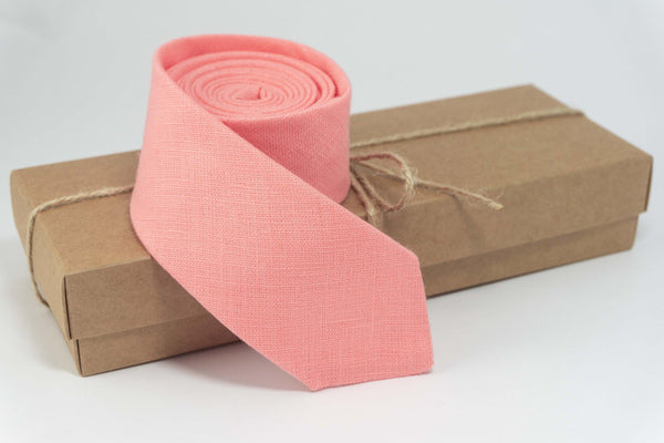 Rose color linen necktie | wedding necktie