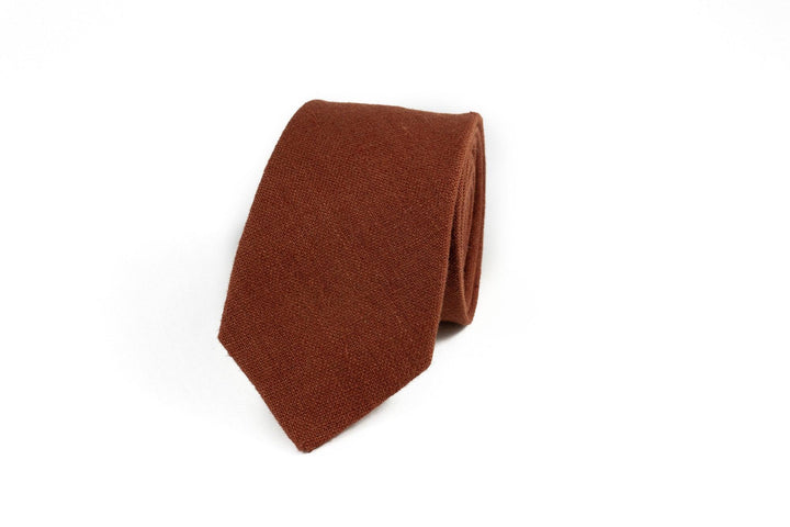 RUST Bow Tie Hand Made linen bow tie perfect mix of orange and brown color