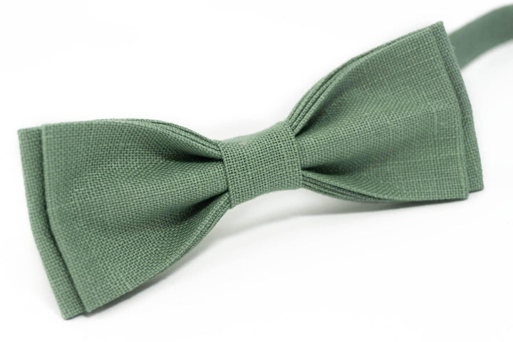 Sage green bow tie | Sage Green color groomsmen ties or ties for wedding - Linen bow tie