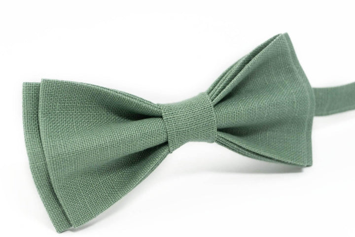 Sage green bow tie | Sage green linen bow tie