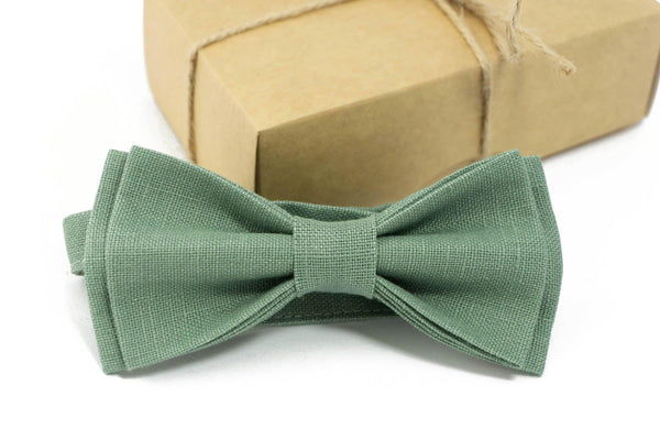 Sage green bow tie | Sage green linen bow tie