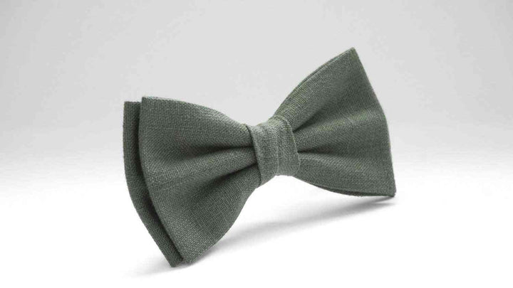 Sage green color linen bow tie, wedding necktie