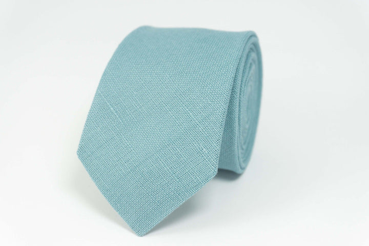 Sea Blue Linen Necktie | Exquisite Wedding Accessory for the Modern Man