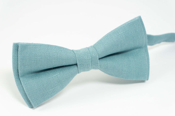 Sea blue mens linen bow ties | Sea blue ties for weddings