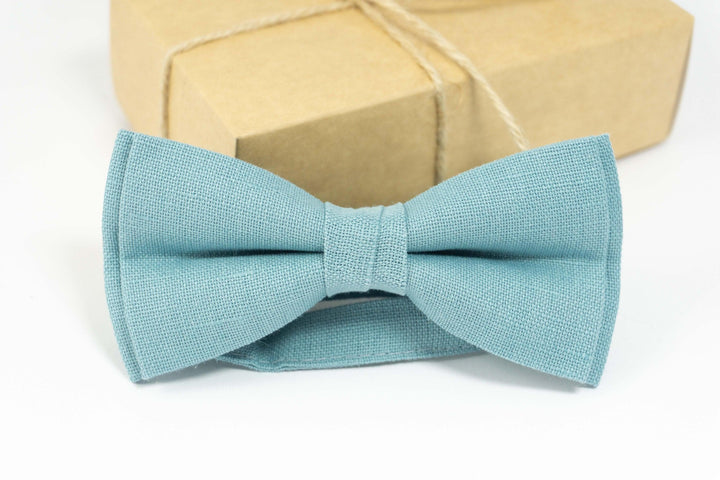 Sea blue mens linen bow ties | Sea blue ties for weddings