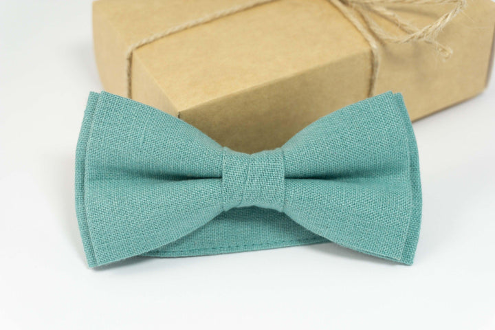 Sea green bow tie for weddings | Sea green bow tie or necktie for boys or adults ! 100% linen bow ties